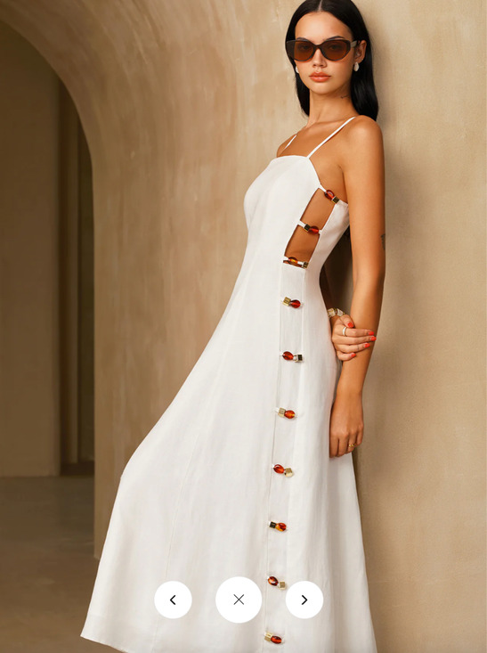 Commense Dresses & Skirts - NWT Commense Linen-Blend Amber Detail Cami Midi Dress S